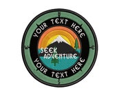 CUSTOM Seek Adventure - Your Text Here - 3.5 quot Iron On Sew On Patch - Wilderness National Park Rivers Forest Hiking Camping