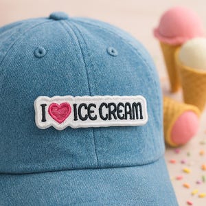 I Love Ice Cream Patch Embroidered Iron-on/Sew-on Applique for Clothing, Hats, Backpack, Summer Outfit, Dessert Lover Gift, Cute Sweet Treat