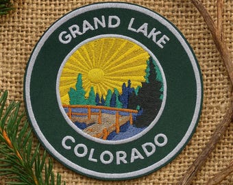 Grand Lake Colorado Patch/Iron-on Patch/Nature Badge/Hiking & Camping/Fishing Fish/Sew-on Applique for Clothing Vest/Jacket Hats Backpacks