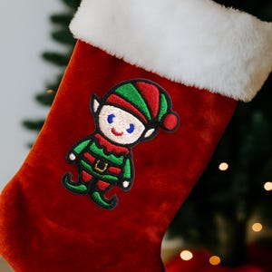 Classic Christmas Elf Patch Embroidered Iron On/Sew On Applique for Stockings Clothing and Crafts, Classic Movie Design, Holiday Ornament