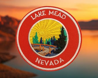 Lake Mead Nevada Patch/Iron-on Patch/Nature Badge/Hiking & Camping/Fishing Fish/Embroidered Sew-on Applique for Clothing Vest Backpack Hats