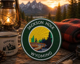 Jackson Hole Wyoming Patch/Iron-on Patch/Nature Badge/Travel & Places Souvenir/Embroidered Sew-on Applique for Clothing Jacket Hats Backpack