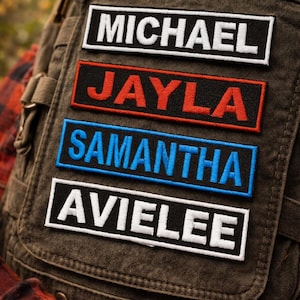 Custom Embroidered Name Tag Patch – Iron-On or Sew-On Applique Personalized Label for Work Shirts, Mechanic Jackets, Vest, or Costumes