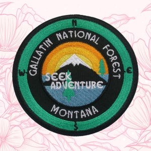 Gallatin National Forest Compass Patch Embroidered Iron-on/Sew-on Applique for Vest Clothing Backpack Montana Hiking Souvenir Seek Adventure