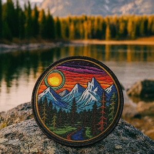 Patch de montanha/Patch termocolante/Emblema da natureza/Caminhadas e acampamentos/Lembrancinha/Aplique para costurar em roupas, chapéus, mochilas, coletes e jaquetas