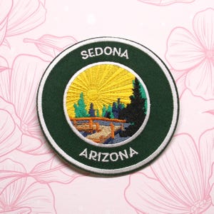 Sedona Arizona Patch Embroidered Iron-on/Sew-on Applique for Vest Clothing Vest Backpack Apparel, Nature Badge, Travel Souvenir, Red Rock