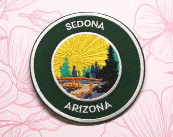 Sedona Arizona Patch Embroidered Iron-on/Sew-on Applique for Vest Clothing Vest Backpack Apparel, Nature Badge, Travel Souvenir, Red Rock