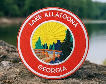 Lake Allatoona Georgia Patch Embroidered Iron-on/Sew-on Applique for Vest Clothing Vest Backpack, Nature Badge, Camping, Fishing, Lake Dock