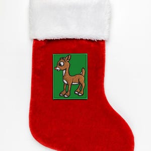 Santa’s Reindeer Iron-On Patch Embroidered Sew On Applique for Stockings Clothing and Crafts, Christmas Classic, Ornament, Winter Wonderland