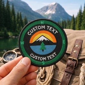 Custom Text Compass Patch/Iron-on Patch/Personalized Explorer Badge/Travel Souvenir/Embroidered Sew-on Applique for Clothing Vest Backpack