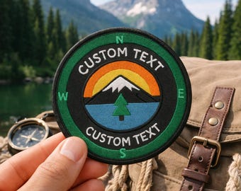 Custom Text Compass Patch/Iron-on Patch/Personalized Explorer Badge/Travel Souvenir/Embroidered Sew-on Applique for Clothing Vest Backpack