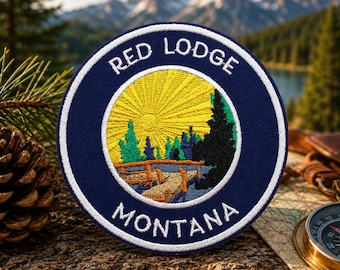 Red Lodge Montana Souvenir Patch/Iron-On Patch/Nature Badge/Hiking Camping/Embroidered Sew-on Applique for Clothing Vest/Jacket Hat Backpack