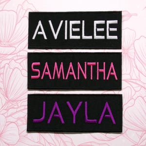 5 by 2 inch Name Patch Personalized Iron-On/Sew-On/Hook Backing - Embroidered Decorative Applique Patches for Vests Hats Backpacks
