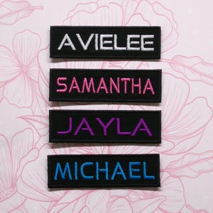 CUSTOM &quot;Your Name&quot; 4&quot; x 1&quot; Personalized Embroidered Name Tag Patch Iron On or Sew On Applique - Vest Hat Jacket Uniform Clothing Backpacks