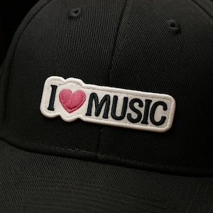 I Love Music Iron-on Patch Embroidered Sew-on Applique for Clothing Vest Bag, Music Festival Badge, Band Life, Musician Vibe, Fan Favorite