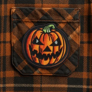 Jack-o'-Lantern Patch/Iron-on Patch/Halloween Costume, Smiling Pumpkin, Trick-or-Treat, Scary/Sew-on Applique for Vest Clothing Backpack