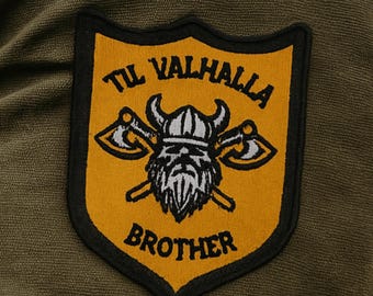 Till Valhalla Patch Embroidered Iron-on/Sew-on Applique for Vest Jacket Backpack Gear, Viking Shield, Norse Warrior, Brotherhood Tribute