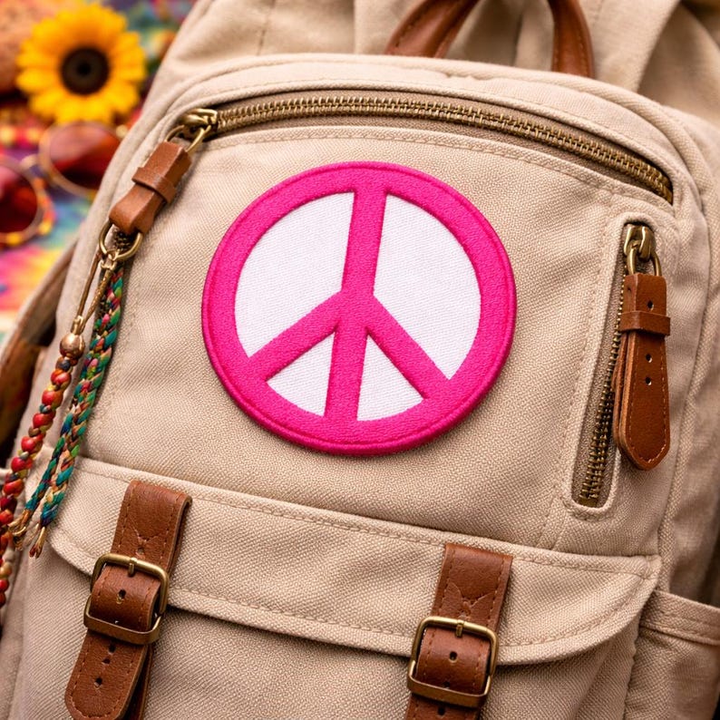 Peace Sign Patch/Iron-on Patch/Bohemian Style/Retro Music Festival Badge/Embroidered Sew-on Applique for Clothing Vest/Jacket Hats Backpack image 5