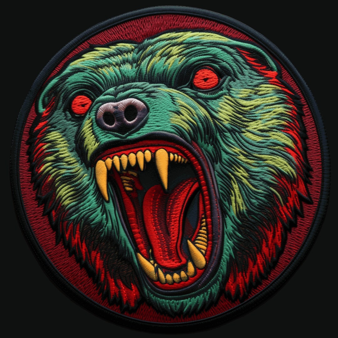 Patch Ricamata Grizzly Bear – Iron On / Sew On – Simpatico Orso Nero