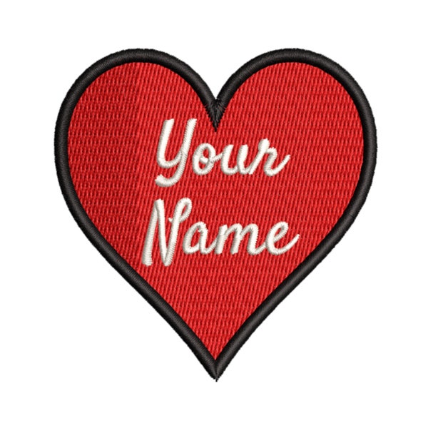 Custom "YOUR NAME" Personalized Valentine's Day Heart Embroidered Patch Iron-On/Sew-On Romance Sweetheart Gift Red Heart Girlfriend Love