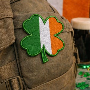 Lucky Clover Patch Iron On – Ireland Flag Shamrock Embroidered Patch – Irish Good Luck Charm Sew On Badge for Hat Backpack Jacket