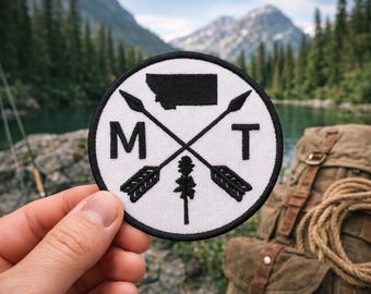 Montana Patch/Iron-on Patch/Nature Badge/Fishing Camping & Hiking Souvenir/Embroidered Sew-on Applique for Clothing Vest/Jacket Backpack
