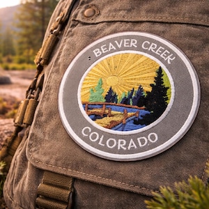 Écusson Colorado Beaver Creek/Écusson thermocollant/Insigne de camping et de randonnée/Cadeau nature/Cadeau souvenir/Appli brodé à coudre pour vêtement Gilet Sac à dos