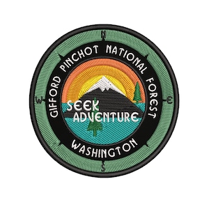 Gifford Pinchot National Forest Compass Patch Embroidered Iron-on/Sew-on Applique for Vest Clothing Backpack, Washington Hiking Souvenir