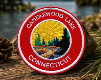 Candlewood Lake Connecticut Souvenirpatch/Opstrijkpatch/Natuurbadge/Kamperen en wandelen/Opgenaaide appliqué voor kleding Vest/jas hoed rugzak
