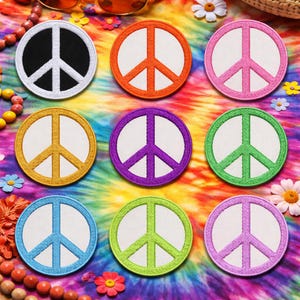 Peace Sign Patch/Iron-on Patch/Bohemian Style/Retro Music Festival Badge/Embroidered Sew-on Applique for Clothing Vest/Jacket Hats Backpack image 3