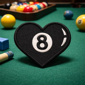8 Ball Patch/Iron-on Patch/Pool Billiards Badge/Retro Game Icon/Classic Pool Hall/Embroidered Sew-on Applique for Clothing Vest Backpack Hat