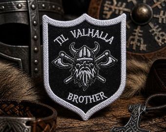 Till Valhalla-patch/strijkpatch/Vikingschild/Noorse krijger/Eerbetoon aan broederschap/opnaaiapplicatie voor kleding, vest/jas, hoeden, rugzak