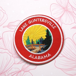 Lake Guntersville Alabama Patch Embroidered Iron-on/Sew-on Applique for Vest Clothing Vest Backpack, Nature Badge, Camping Fishing Lake Dock