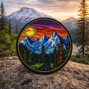 Mountain Patch/Iron-on Patch/Nature Badge/Hiking & Camping/Souvenir Gift/Sew-on Applique for Clothing Vest/Jacket Hats Backpacks Gear