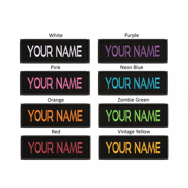 CUSTOM 3.5 by 1 inch "YOUR NAME" Tag Patch Personalized Iron-On or Sew-On / Hook Embroidered Decorative Applique Vest Hat Backpacks Uniform