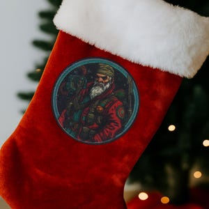 Combat Santa Patch Dye Sublimated Iron On/Sew On Applique for Stockings Clothing and Crafts, Military Holiday Patch, Christmas Decoration