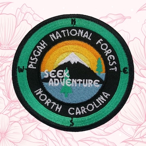 Pisgah National Forest Compass Patch Embroidered Iron-on/Sew-on Applique for Vest Clothing Backpack, North Carolina Souvenir, Seek Adventure