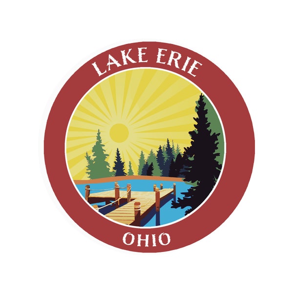 Lake Erie - Ohio - 3.5" Die-Cut Vinyl Decal Sticker - Automotive / Home Novelty Applique - Vacation Adventure Theme