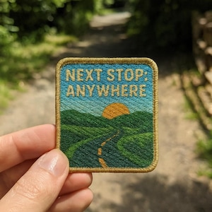 Iron On Road Trip Adventure Patch/Sew On Applique for Jackets/Backpacks/Hats/Retro Travel Patch/Highway Scenic Road Gift for Travelers