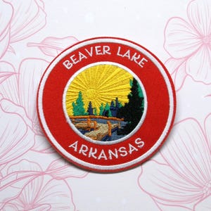 Beaver Lake Arkansas Patch Embroidered Iron-on/Sew-on Applique for Vest Clothing Vest Backpack, Nature Badge, Travel Souvenir, Lake Dock