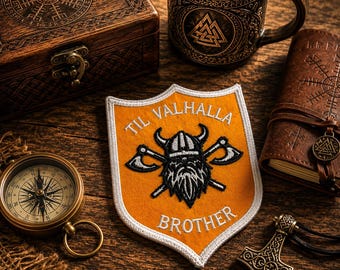 Till Valhalla-patch/opstrijkpatch/Vikingsschild/Norse Warrior/Brotherhood Tribute/Geborduurde opnaaiende appliqué voor kleding vest/jas hoeden