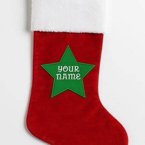 Custom Christmas Star Embroidered Name Patch – Personalized Text Patches | Iron-On, Sew-On, Hook & Loop | For Stockings, Jackets, Hats, Bags