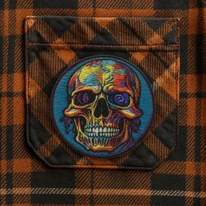 Parche de calavera de esqueleto/Parche termoadhesivo/Disfraz de Halloween/Regalo de terror clásico/Aplique para coser en ropa, chalecos, chaquetas, mochilas y sombreros