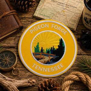 Pigeon Forge Tennessee Patch/Iron-on Patch/Nature Badge/Travel Souvenir Gift/Embroidered Sew-on Applique for Clothing Vest Backpack Hat