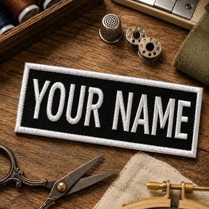 Custom Embroidered Name Patch – Personalized Text Patches | Iron-On, Sew-On, Hook & Loop | For Jackets, Hats, Uniforms, Bags, Backpacks