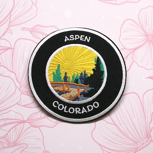 Aspen Colorado Patch Embroidered Iron-on/Sew-on Applique for Vest Clothing Vest Backpack, Nature Badge, Travel Souvenir, Mountain Lake Dock