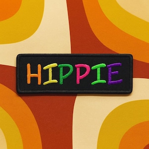 Hippie Chick Patch Embroidered Iron-on/Sew-on Applique for Vest Clothing Backpack, Tie-Dye Bohemian Style, Boho Chic, Flower Power Badge