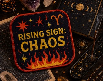 Signo ascendente: Parche del caos/Parche termoadhesivo/Regalo de cumpleaños astrológico/Horóscopo celestial/Signo del zodiaco/Aplicación para coser en chaquetas/mochilas