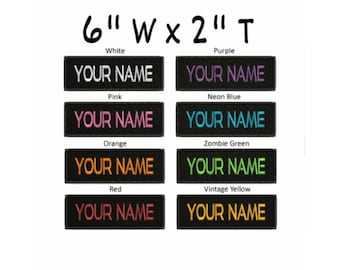 Custom Your Name Personalized Name Tag Patch 6" W x 2" T Embroidered DIY Iron-On Premium Applique Vest Uniform Costume Backpack Clothing