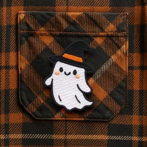 Iron-on Cute Ghost Patch/Halloween Patch/Sew-on Applique for Jacket/Clothing/Backpack/Spooky Cute Patch/Witch Hat Patch/Kawaii Style